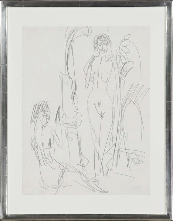 Ernst Ludwig Kirchner - Sitzender und stehender Akt am Ofen - Frame image