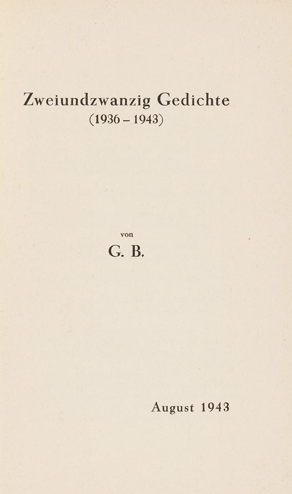 Gottfried Benn - Zweiundzwanzig Gedichte