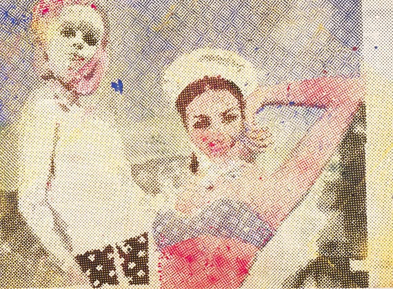 Illustration for: Sigmar Polke, Freundinnen, 1965, dispersion on canvas, Froehlich Collection, Stuttgart. © The Estate of Sigmar Polke, Cologne / VG Bild-Kunst, Bonn 2025
