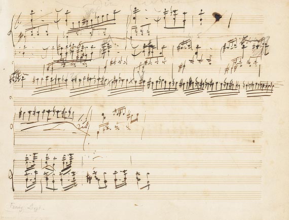 Franz Liszt - Eigh. Musikmanuskript mit Korrekturen