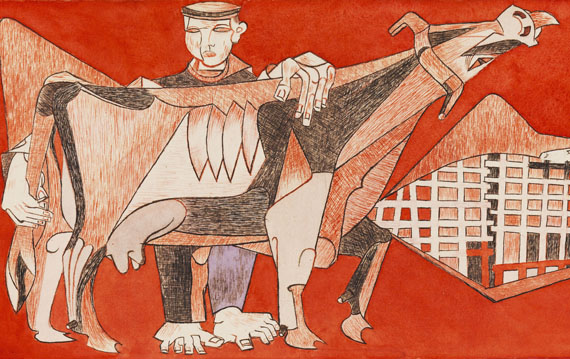 Heinrich Campendonk - Mann mit roten Kühen