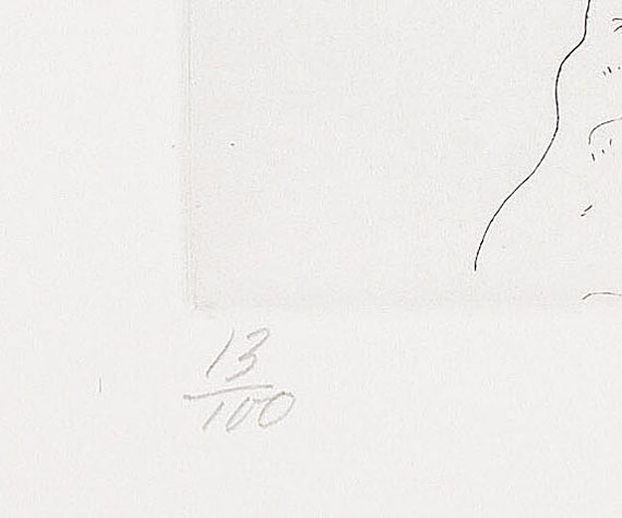 David Hockney - Félicité sleeping with parrot: illustration for "A simple heart" of Gustav Flaubert - 