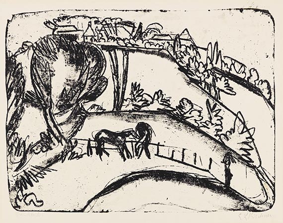 Ernst Ludwig Kirchner - Fehmarnlandschaft mit Pferden (mit Blick auf den Wulfener Berg)