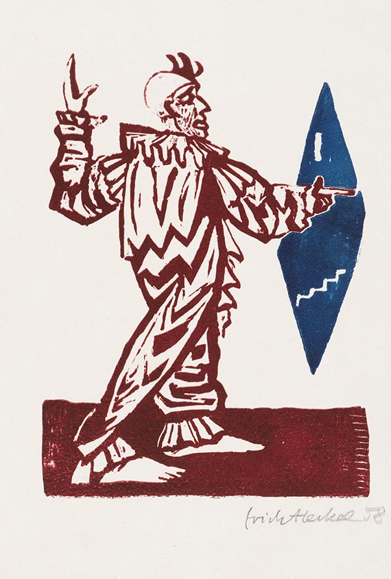 Erich Heckel - Clown am Spiegel (28. Jahresblatt)