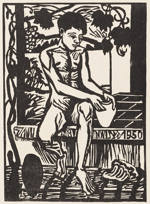 Erich Heckel - Knabe, ein Gefäß formend (19. Jahresblatt)