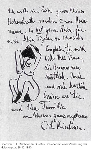Ernst Ludwig Kirchner - Zwei Akte mit Holzskulptur - 