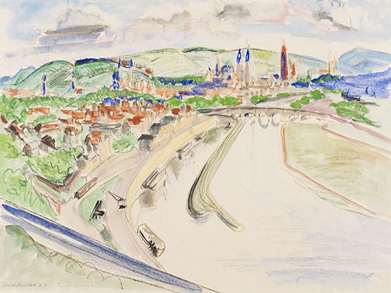 Erich Heckel - Würzburg: Blick vom Steinberg auf Main und Stadt