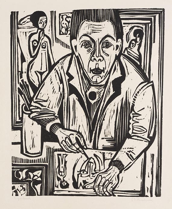 Ernst Ludwig Kirchner - Selbstbildnis, zeichnend