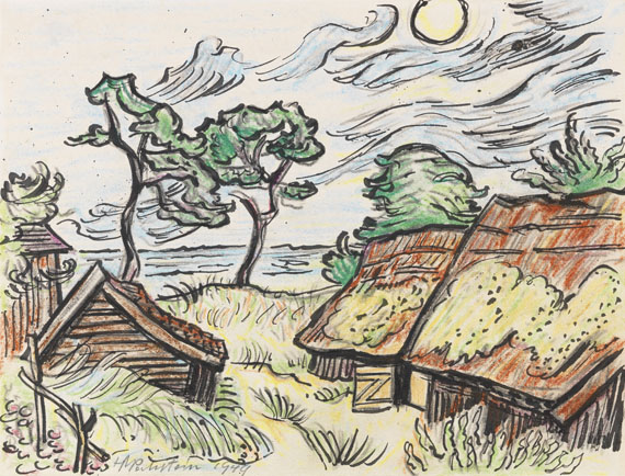 Hermann Max Pechstein - Fischerhäuser in Ückeritz