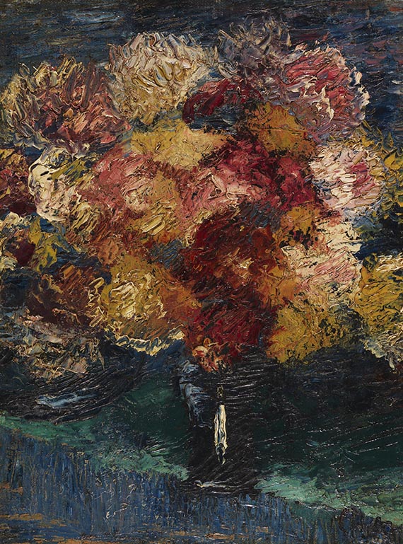 Christian Rohlfs - Chrysanthemen und Astern in blauer Vase