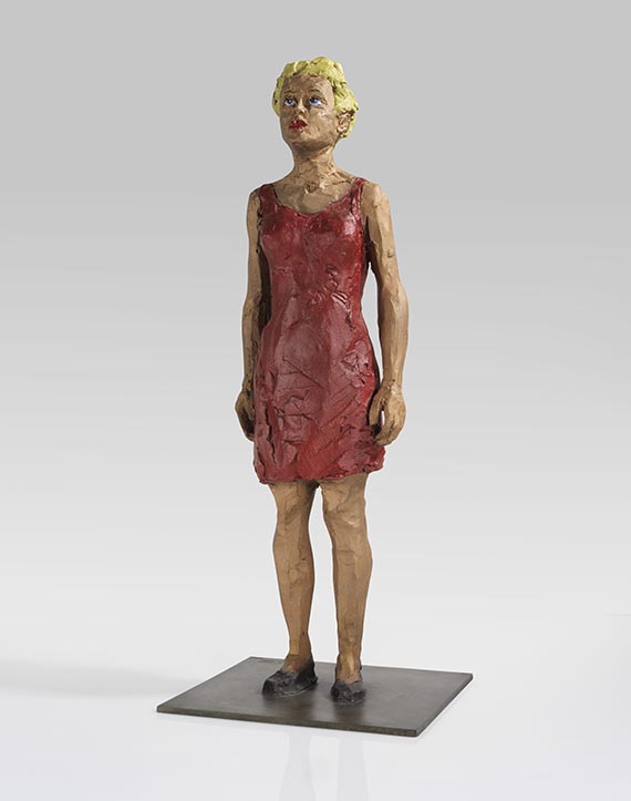 Stephan Balkenhol - Frau in rotem Kleid - 