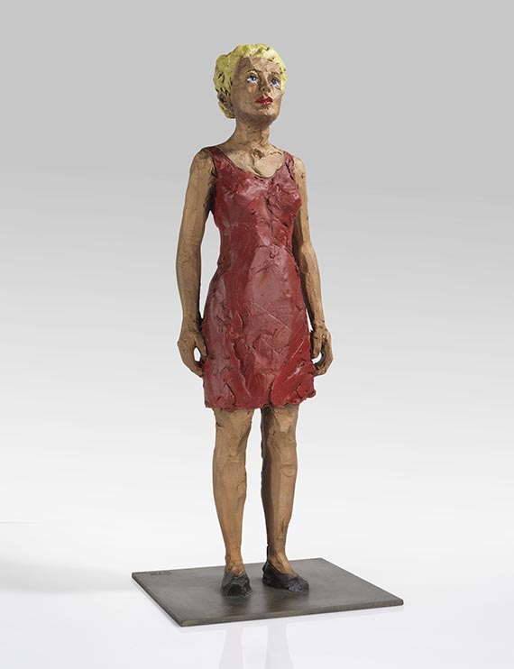 Stephan Balkenhol - Frau in rotem Kleid - 