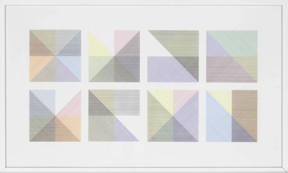 Sol LeWitt - Eight Squares with a Different Color in Each Half Square (Divided Vertically and Horizontally) Composite - Frame image
