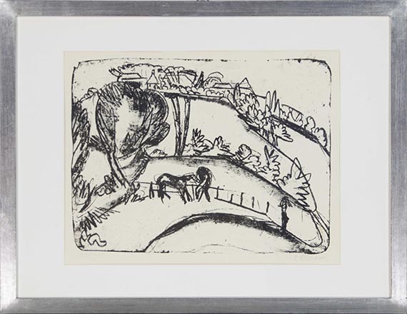 Ernst Ludwig Kirchner - Fehmarnlandschaft mit Pferden (mit Blick auf den Wulfener Berg) - Frame image