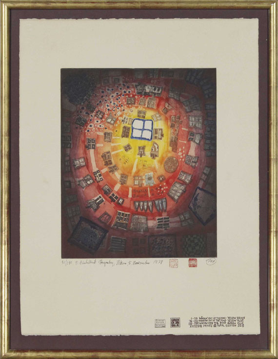 Friedensreich Hundertwasser - Window out of the pond - Yellow Brown - Frame image