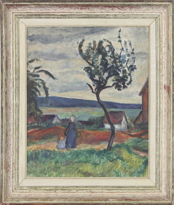 Alexandra Povorina - Bäuerin mit Kind in Landschaft - Frame image