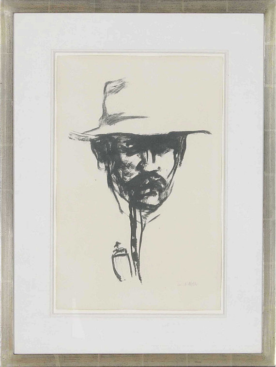Emil Nolde - Kopf mit Pfeife, Emil Nolde (Selbstbildnis) - Frame image