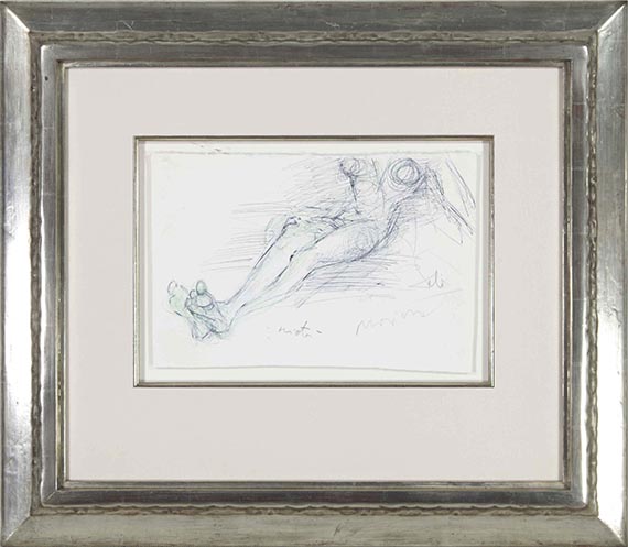 Salvador Dalí - Nu féminin allongé, au verso nu féminin debout avec manuscrit "CAPITAINE / BONJOUR ! / S.D" - Frame image