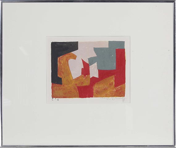 Serge Poliakoff - Komposition in Orange, Schwarz, Rosa, Grün und Rot - Frame image