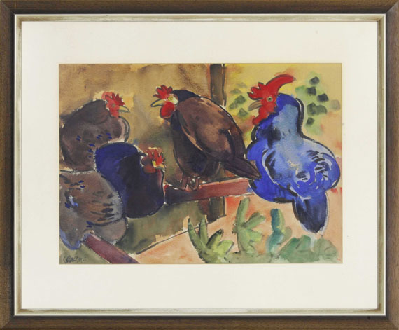 Karl Schmidt-Rottluff - Hühner auf der Stange - Frame image
