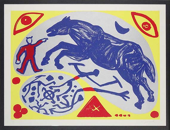 A. R. Penck (d.i. Ralf Winkler) - Das blaue Pferd und der Mongole - Frame image