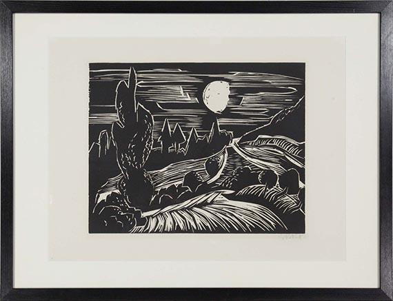 Karl Schmidt-Rottluff - Landschaft im Mondschein - Frame image