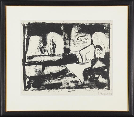Erich Heckel - Liegende (Liegender Mann und Kind) - Frame image