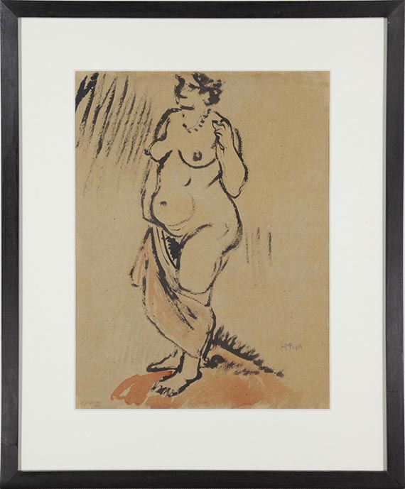 Hermann Max Pechstein - Stehender Akt mit Badetuch - Frame image
