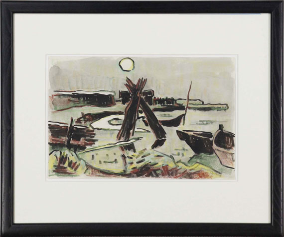 Karl Schmidt-Rottluff - Fischerbucht mit Reusenstangen - Frame image