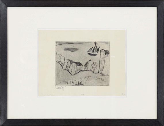 Karl Schmidt-Rottluff - Strand mit Badehütten - Frame image