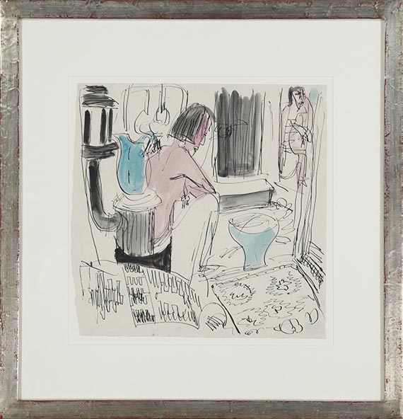 Ernst Ludwig Kirchner - Erna im Atelier mit Spiegelbild - Frame image