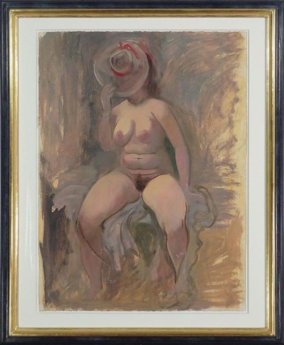 George Grosz - Sitzender Akt mit Hut - Frame image