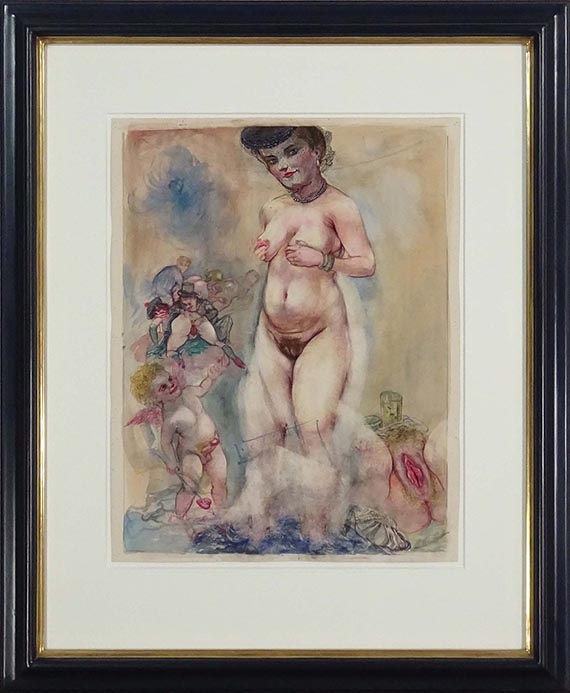 George Grosz - Modell in the Studio, surrounded by Cupido and Sexual Fantasies - Frame image