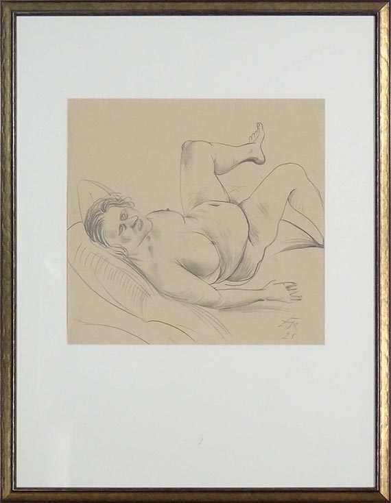 Otto Dix - Liegender Akt mit erhobenen Beinen - Frame image