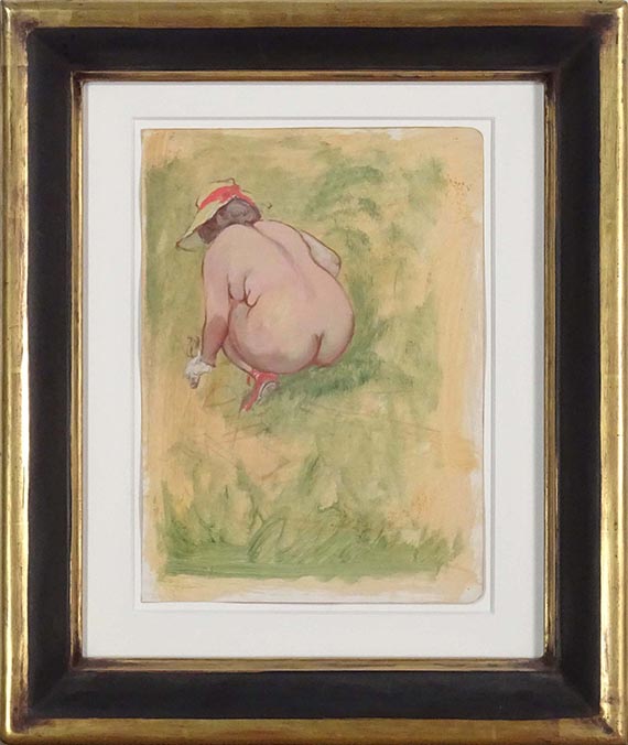 George Grosz - Kniender Akt im Garten - Frame image