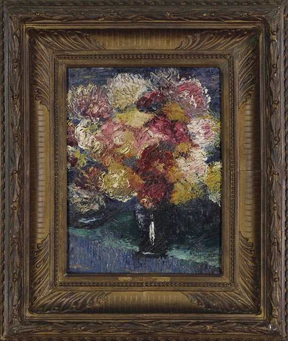 Christian Rohlfs - Chrysanthemen und Astern in blauer Vase - Frame image