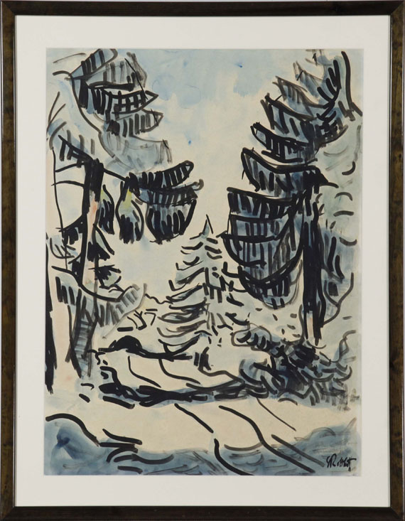 Karl Schmidt-Rottluff - Landschaft mit Tannen - Frame image