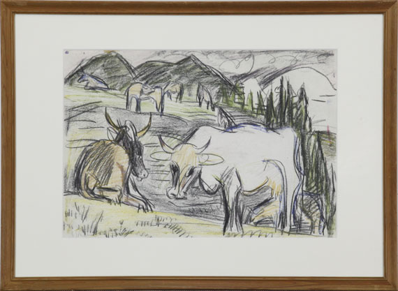 Ernst Ludwig Kirchner - Stehende und ruhende Kühe - Frame image