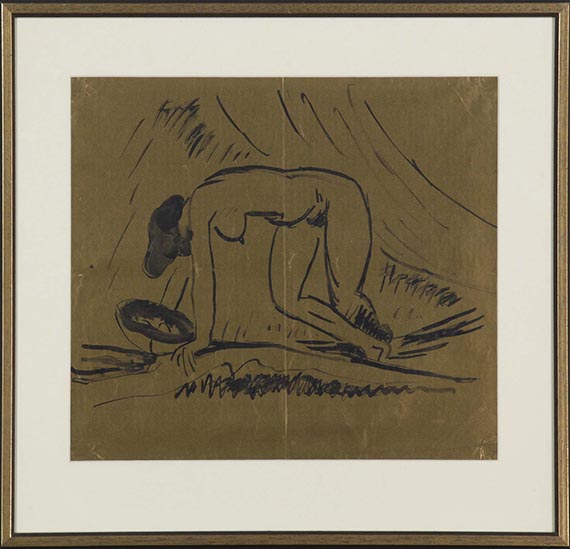 Hermann Max Pechstein - Beugender Akt mit Schale - Frame image