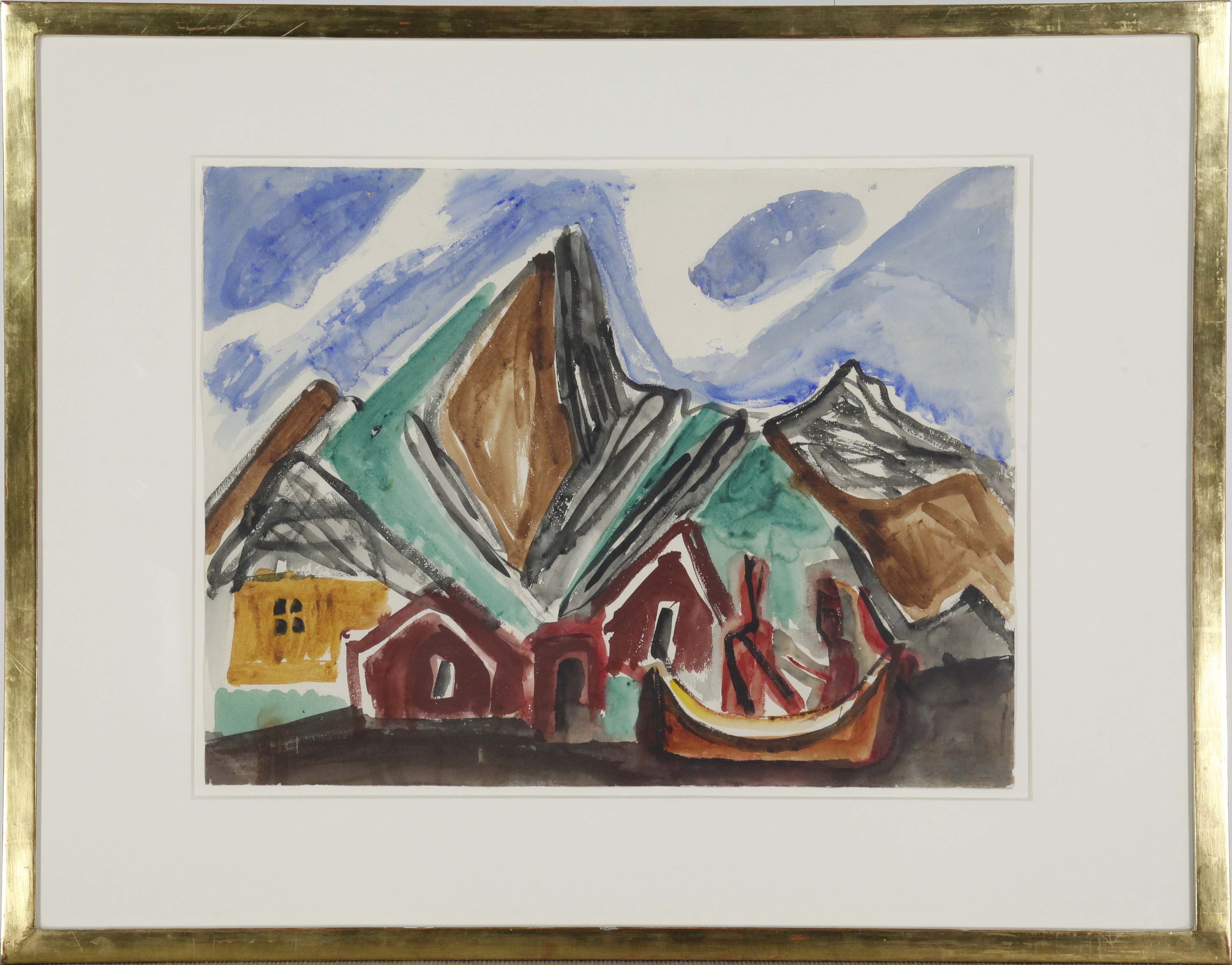 Ernst Wilhelm Nay - Lofotenküste mit Fischerboot - Frame image