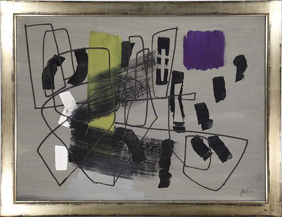 Fritz Winter - Linear vor Gelb und Violett - Frame image