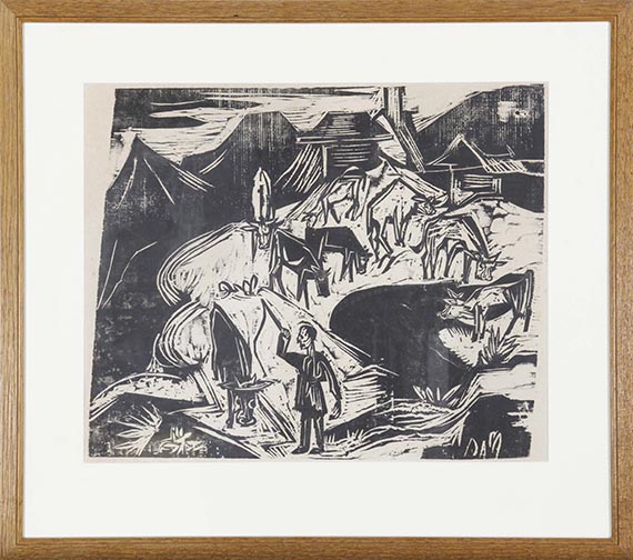 Ernst Ludwig Kirchner - Kuhherde auf der Alp im Herbst - Frame image