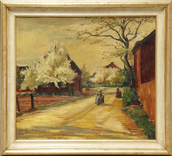 Theo Champion - Dorfstraße mit blühenden Bäumen - Frame image