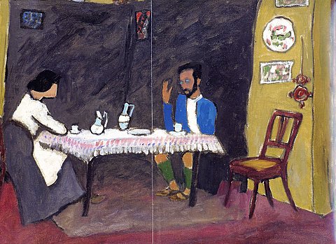Gabriele Münter - Kandinsky und Erma Bossi am Tisch