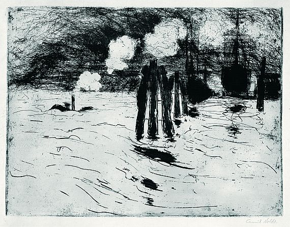 Emil Nolde - Hamburg, Schiff im Dock