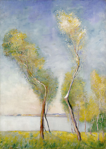 Lesser Ury - Baumgruppe am Seeufer