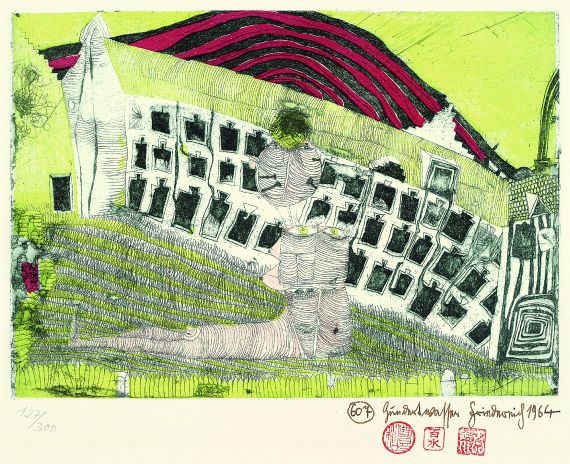 Friedensreich Hundertwasser - Mädchenfund im Gras