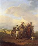 Johann Adam Klein - Bäuerliche Familie mit Pferdewagen nimmt einen Mönch zur Weiterfahrt mit