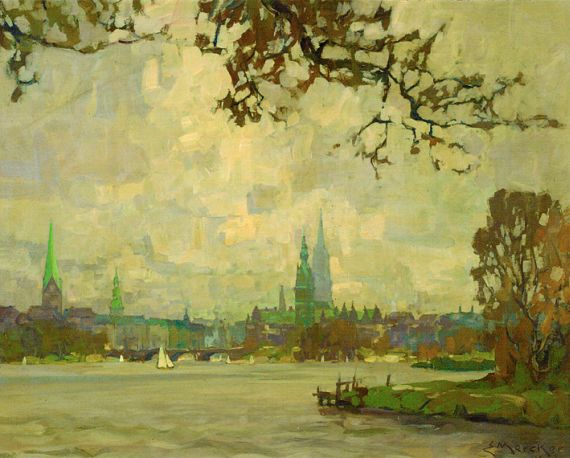 Erich Mercker - Blick über die Alster in Hamburg