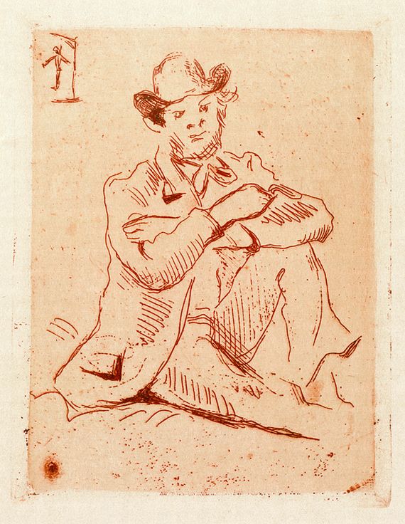 Paul Cézanne - 4 Bll.: Guillaumin au pendu (2). Tête de jeune fille. Entrée de ferme Rue Saint-Rémy